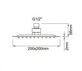 JX-702 - Tête de douche carrée 20cm - Dimension