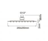 JX-705 - Tête de douche carrée 25cm - Dimension