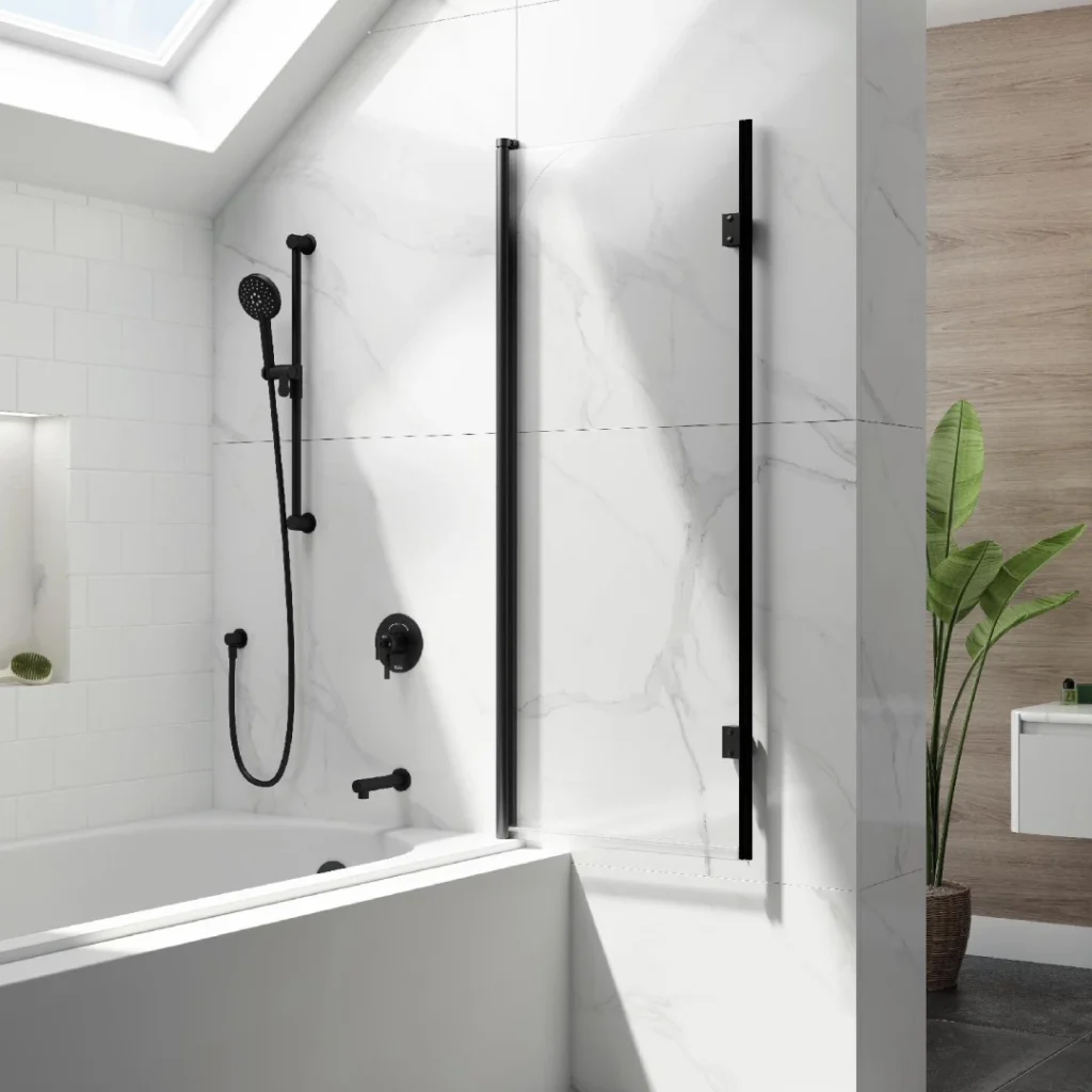 Écran de baignoire pivotant en verre FLIP 46” x 56” - Noir