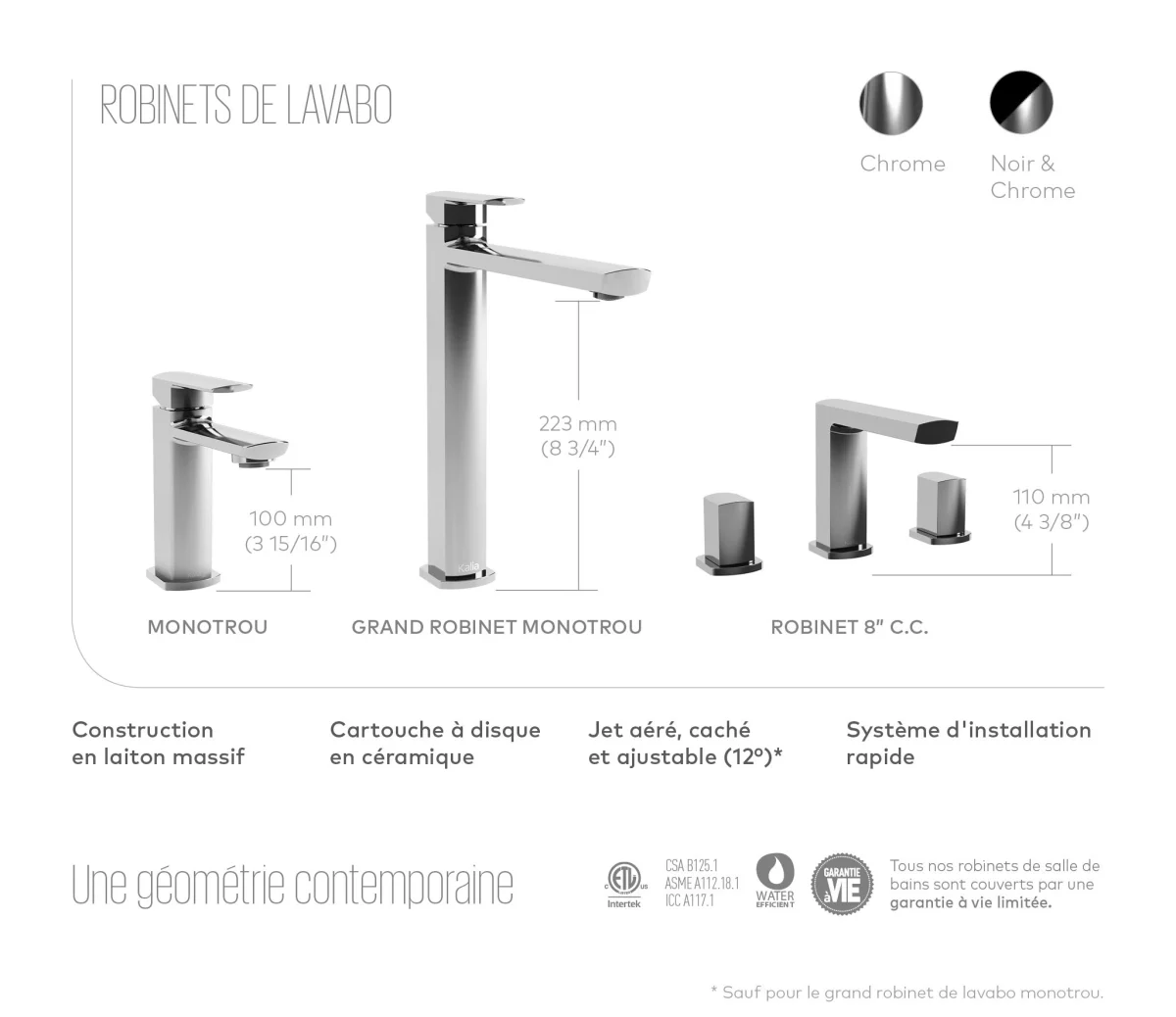 Robinet de salle de bain Grafik - Noir et chrome – Image 2