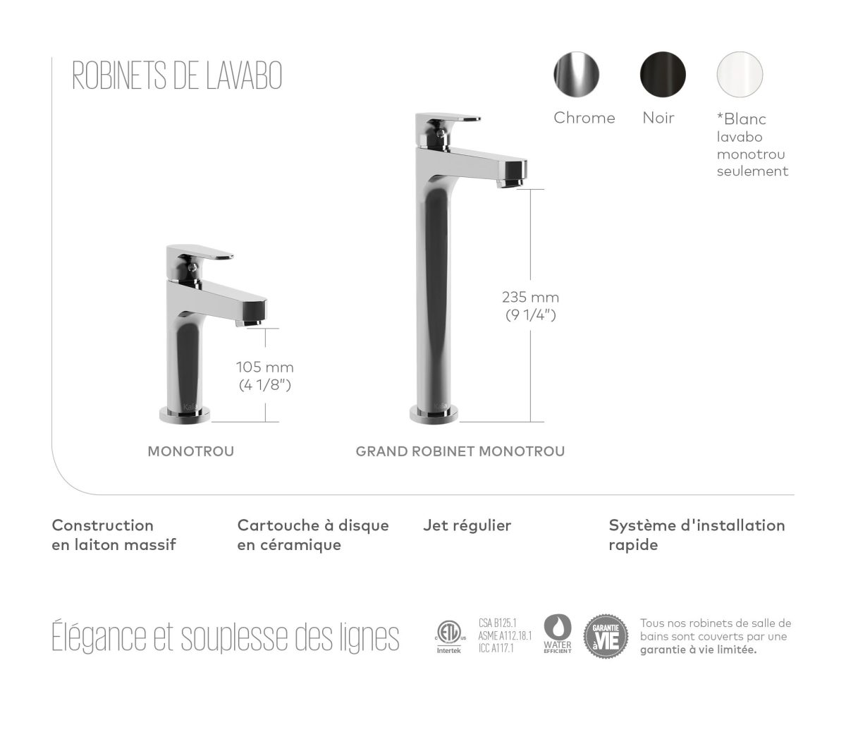 Robinet de salle de bain Kontour Noir et Chrome – Image 2