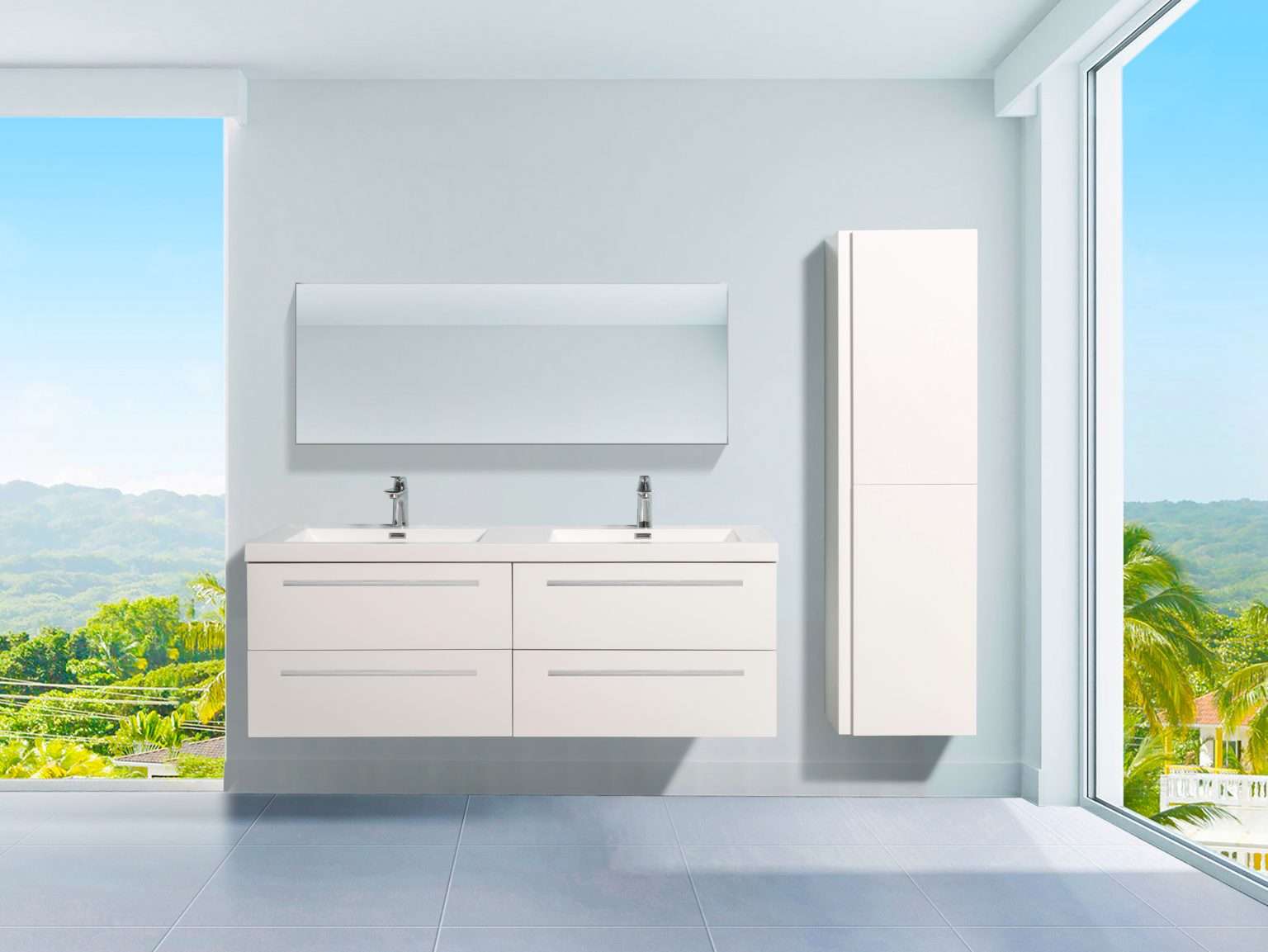 Vanité de salle de bain 60 pouces Lazio – Blanche