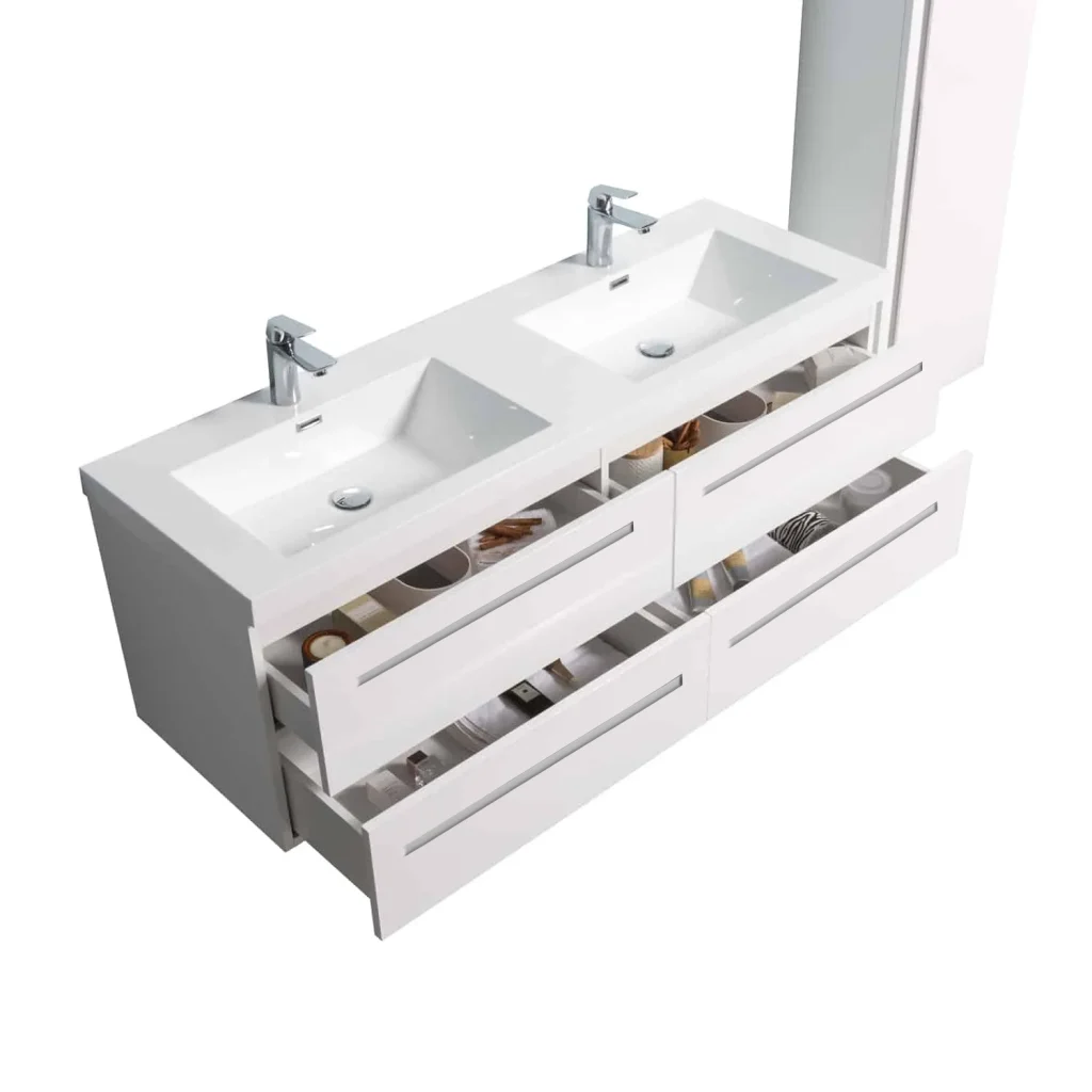 Vanité de salle de bain 60 pouces Lazio – Blanche