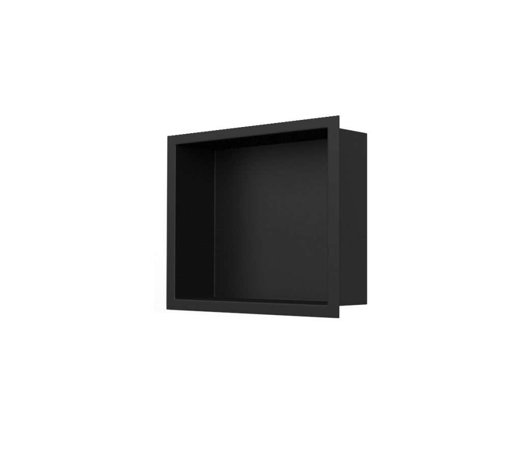 Niche de douche carrée en acier inoxydable noir - 14″ × 14″