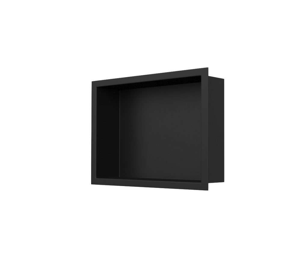 Niche de douche rectangulaire en acier inoxydable noir - 14″ × 16″
