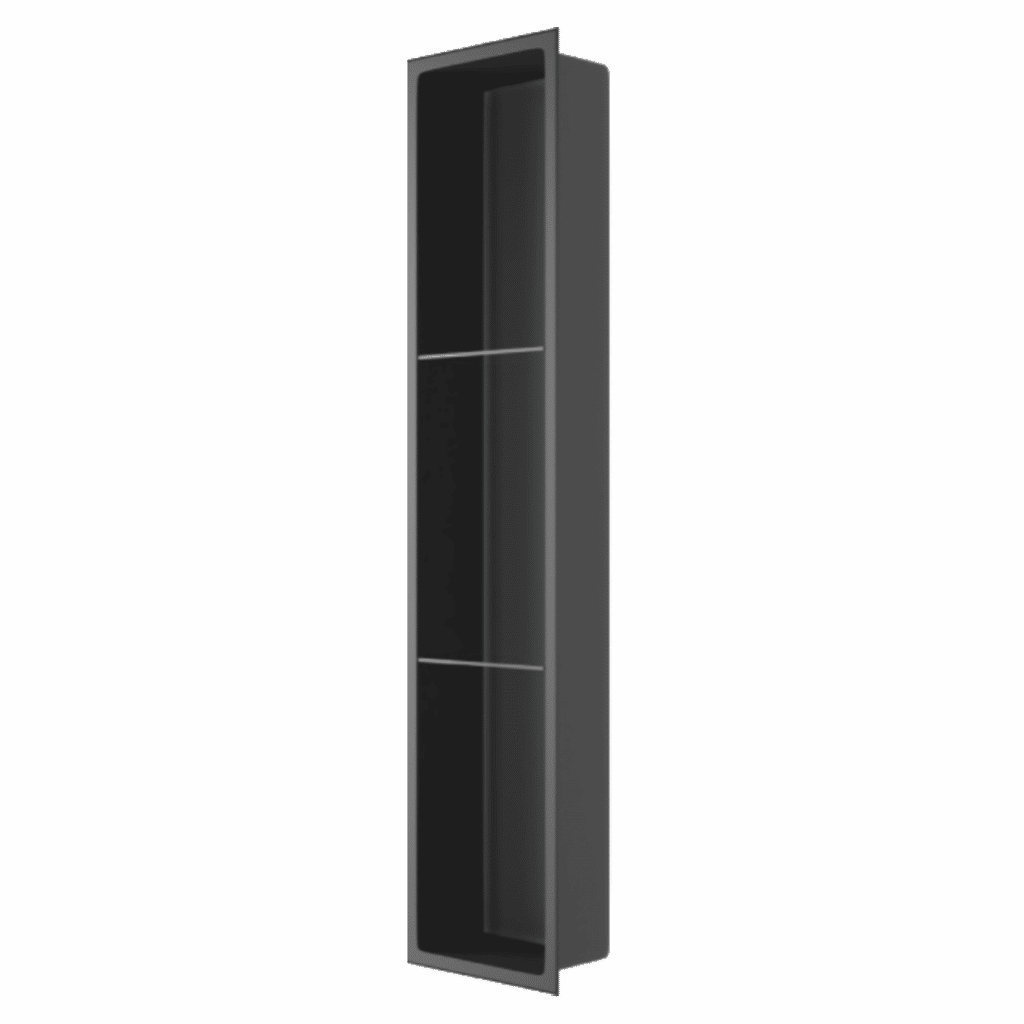Niche de douche rectangulaire en acier inoxydable noir - 10″ × 36″