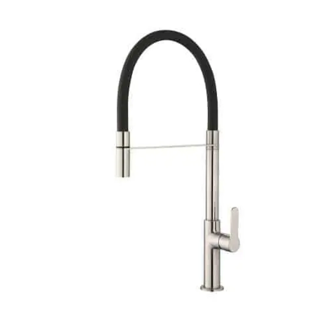 Robinet de cuisine Doris -Nickel brossé et silicone noir Robinet de cuisine Doris -Nickel brossé et silicone noir