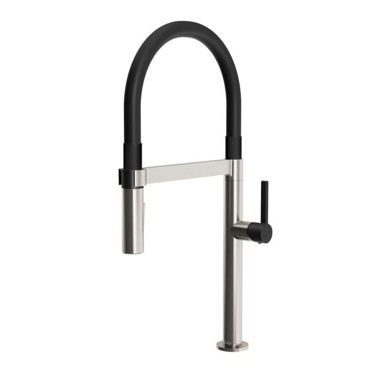 Robinet de cuisine Exki – Inox PVS et poignée noire