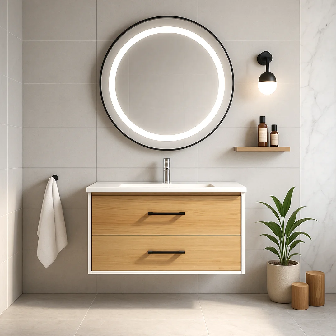 Miroir LED - Rond 30” avec cadre noir