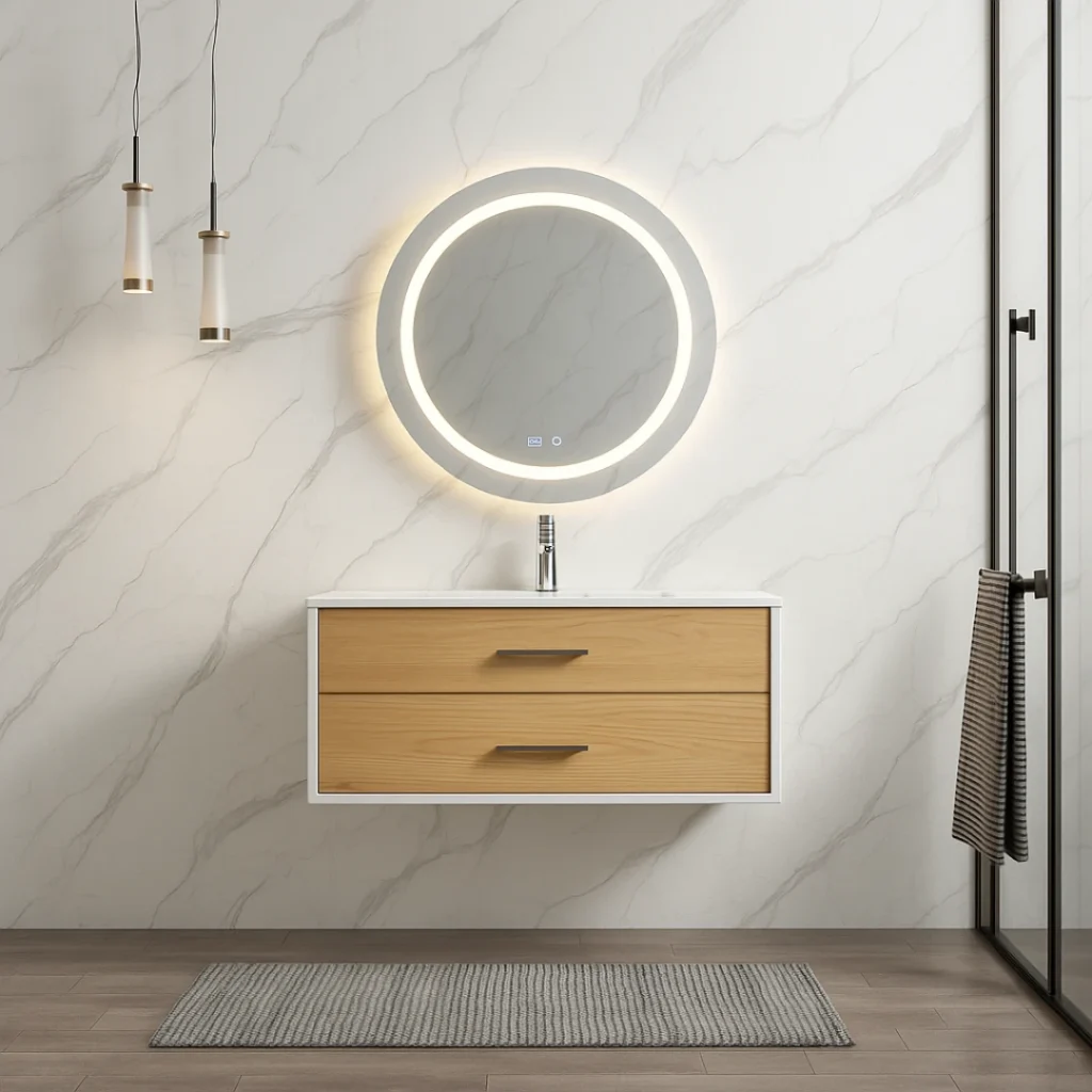 Panneau mural PVC effet marbre blanc mat 100 x 250 cm