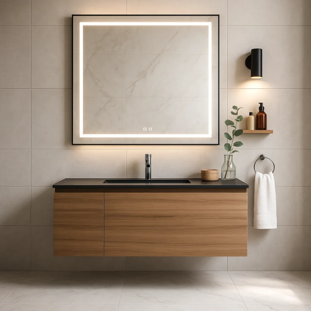 Miroir LED Chauffant 36″ x 32″ avec cadre noir