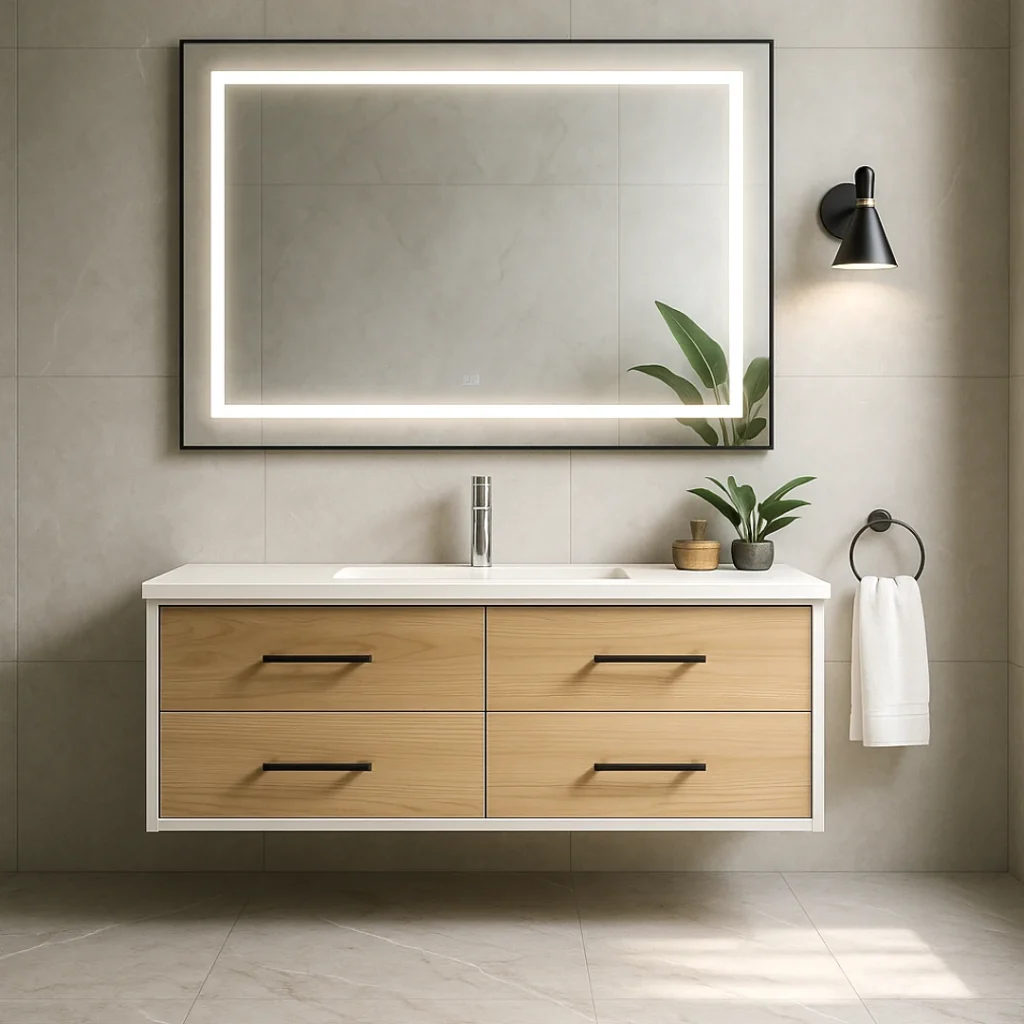 48″ X 32″ Miroir LED Chauffant– Cadre