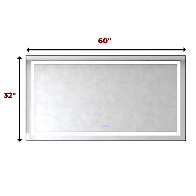 Miroir LED Chauffant 60″ x 32″ - Dessin technique