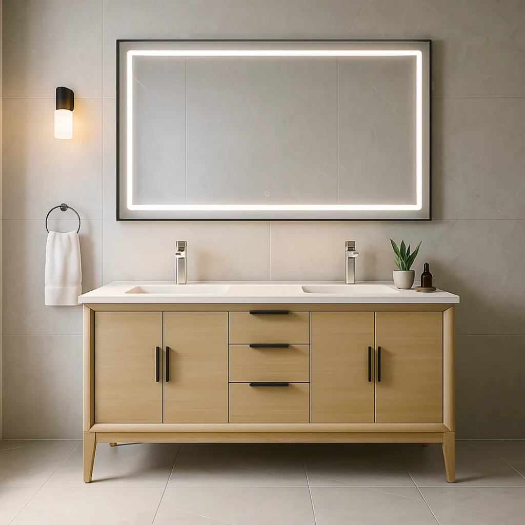 Miroir LED Chauffant 60″ x 32″ avec cadre noir