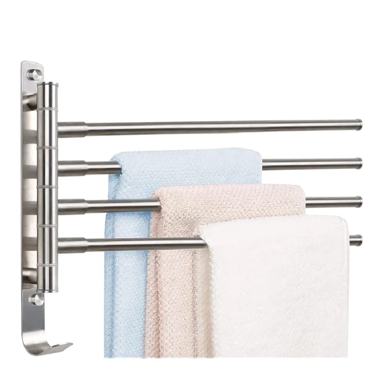 Barre à serviette pivotant mural 4 bras – Chrome