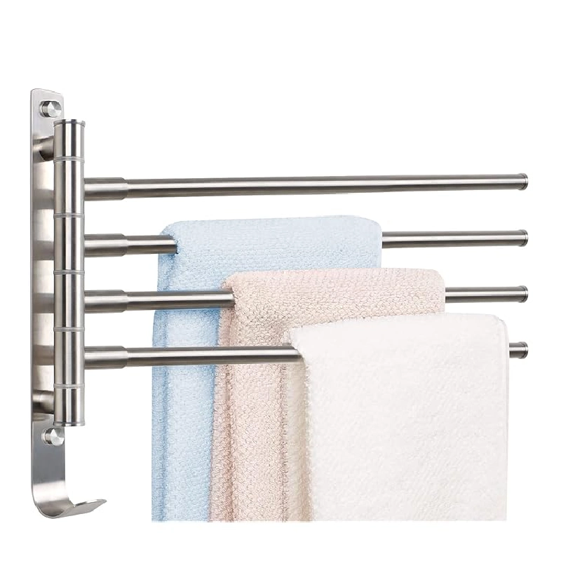 Barre à serviette pivotant mural 4 bras – Chrome