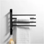 Barre à serviette pivotant mural 4 bras – Noir
