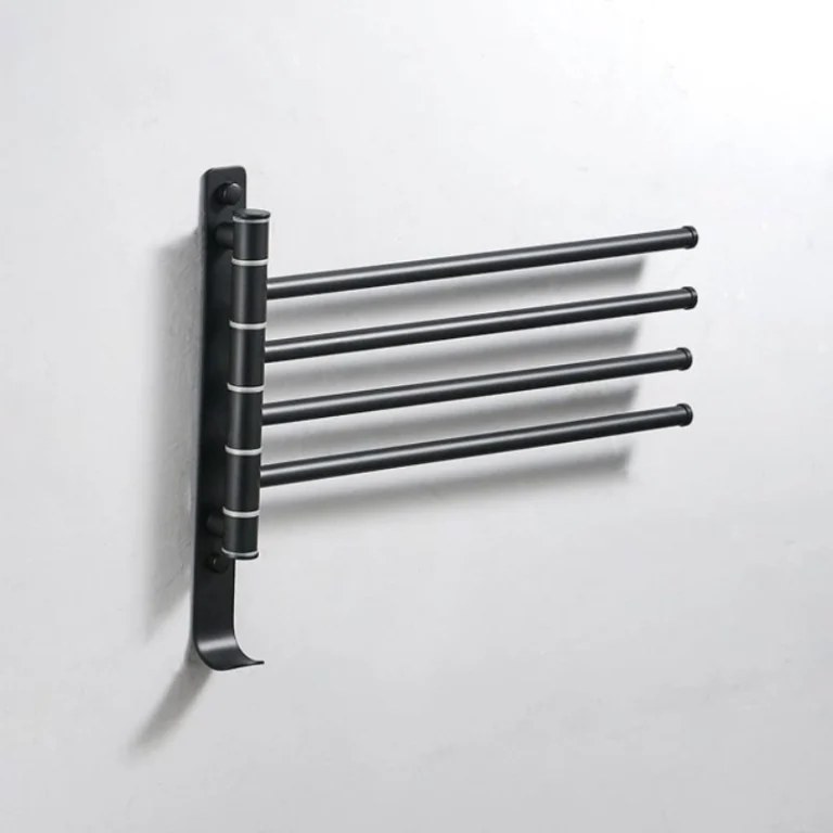 Barre à serviette pivotant mural 4 bras – Noir