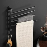 Barre à serviette pivotant mural 4 bras – Noir