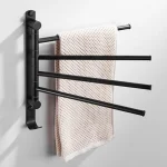 Barre à serviette pivotant mural 4 bras – Noir