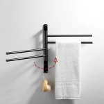 Barre à serviette pivotant mural 4 bras – Noir