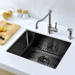 Évier de cuisine simple 23″x18″ 16G sans grille de fond - Noir – Image 2