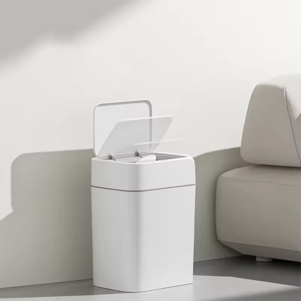 Poubelle automatique blanc mat