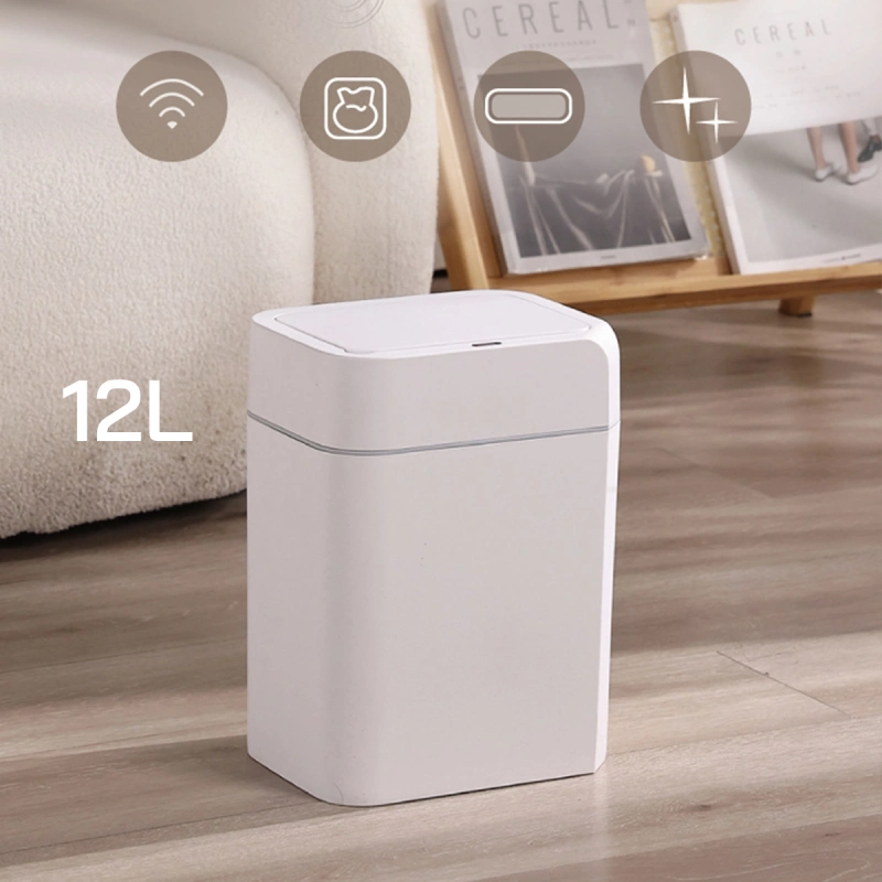 Poubelle automatique blanc mat - 12L
