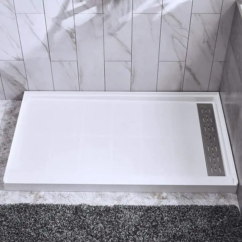 Base de douche avec drain linéaire droite 48” X 32” - Alcôve