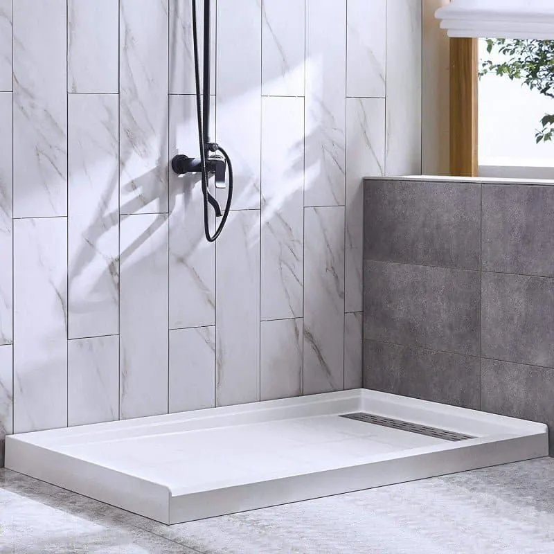 Base de douche avec drain linéaire droite 48” X 32” - Alcôve