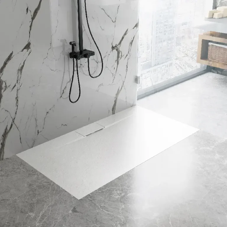 Base de douche svelte ultra mince 48” X 36” -Drain latéral - Blanche