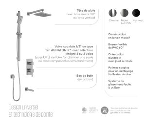 Ensemble de robinetterie de douche TD3 Squareone - nickel pure – Image 3