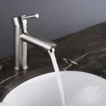 Robinet de vanité monotrou Roncourt - Nickel brossé
