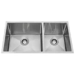 Lavabo de cuisine double 30″x18″ 16G (60/40) sans grilles de fond - Brossé