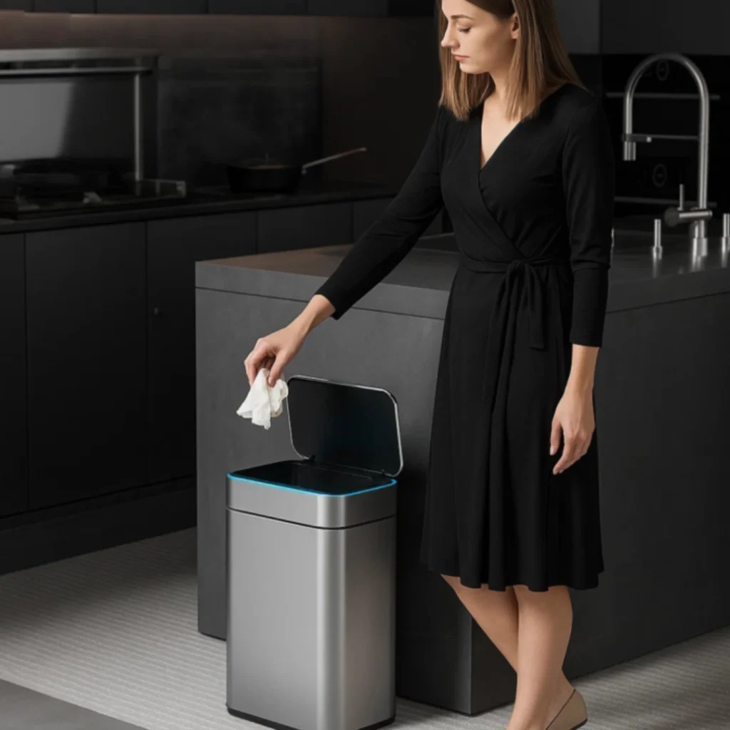 Poubelle intelligente sans contact 50L - Acier inoxydable