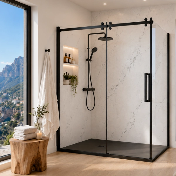 Douches modernes, disponibles en différentes formes, tailles et finis