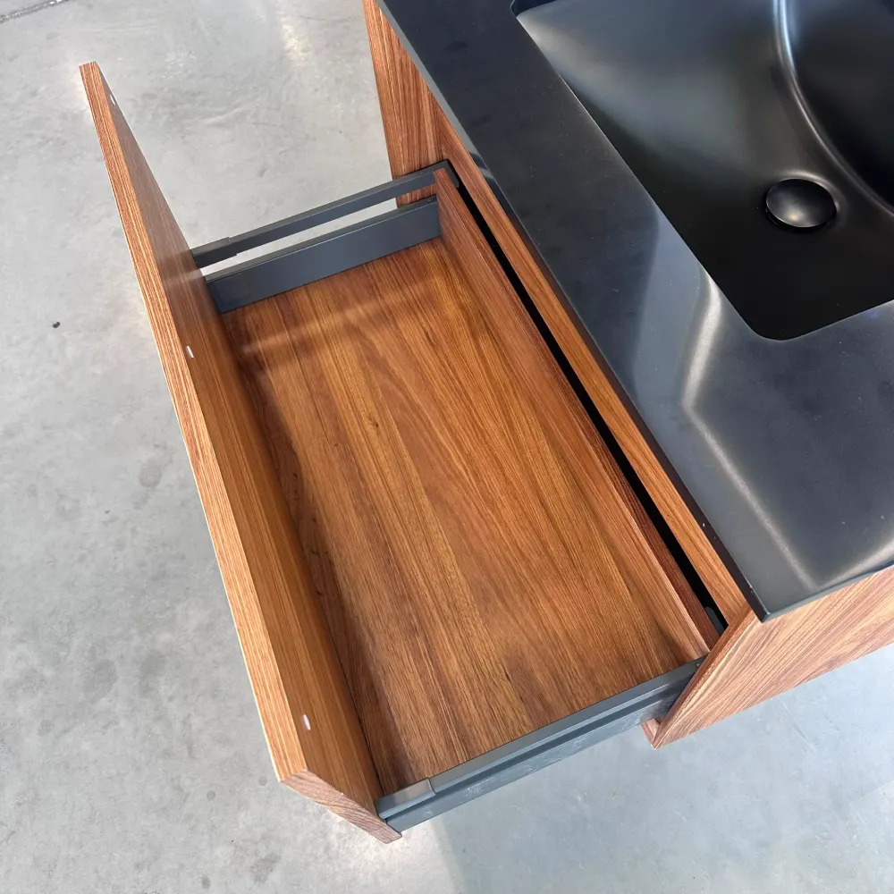 30″ Vanité de salle de bain Savana-Quartz noir / Lavabo en porcelaine noire