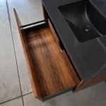 48″ Vanité de salle de bain Savana-Quartz noir / Lavabo en porcelaine noire