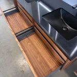 60″ Vanité de salle de bain Savana-Quartz noir _ Lavabo en porcelaine noire